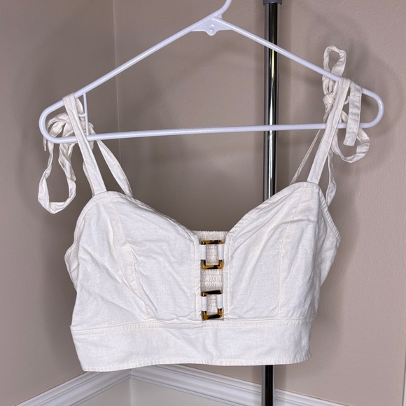 Topshop Tops - White Women's Topshop Top with Buckle Detail